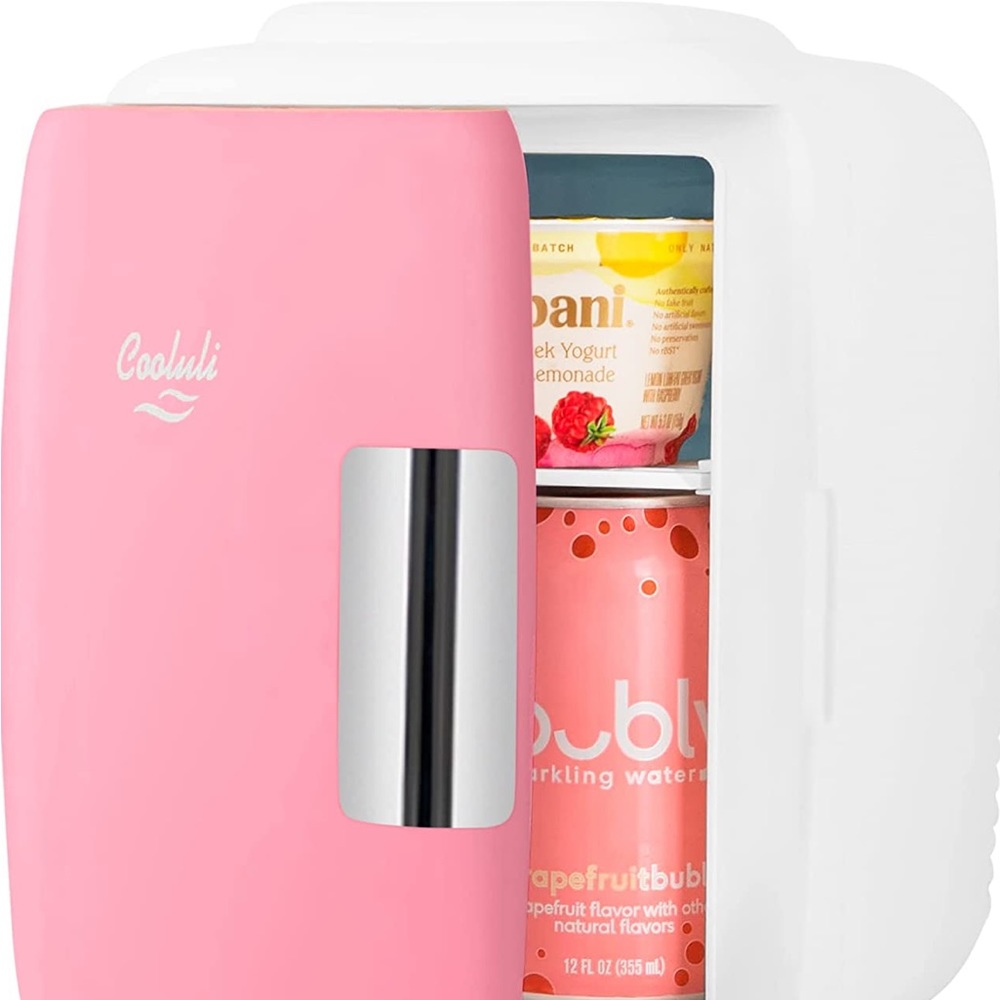 Pink mini fridge